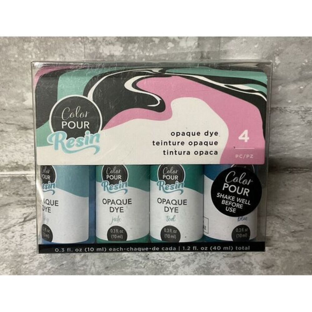 American Crafts Color Pour Resin Opaque Dye-Sky, Jade, Teal, Blue NIB